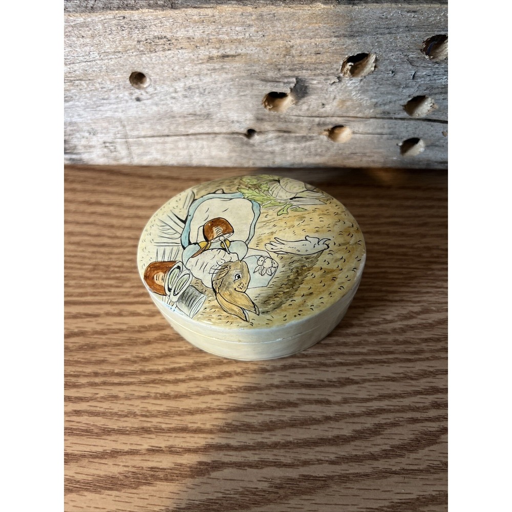 Peter Rabbit Hand‎ Painted Trinket Box Vintage Signed Afzal Abdulla